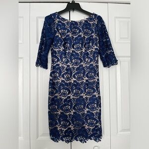 Eliza J Blue Dress 4 Small Lace Cocktail Holiday